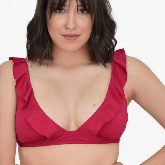 GUESS Raspberry Red Ruffle Bikini Top - Picture 10 of 10